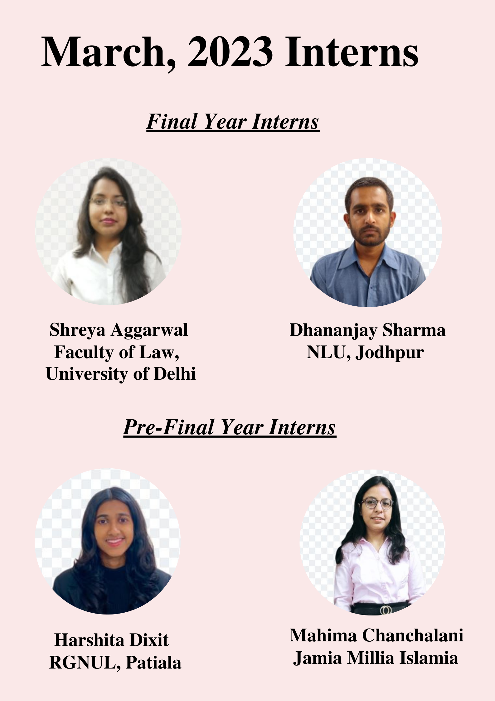 New General IP Interns For March 2023 ALG India Law Offices LLP   March 2023 Interns 1 